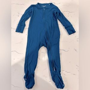 Posh Peanut Zippered Bamboo Footie Onesie (9-12 mos), teal blue